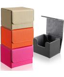 Yookeer 4-Piece Leather Deck Card Box Set for MTG Commander Decks - Gray, Orange, Pink, Horizontal - Buy Online on SooperMarket.com