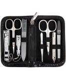 3 Swords Germany - brand quality 8 piece manicure pedicure grooming kit set for daily nailcare synthetic leather case black in gift box - Made by 3 Swords Black - Synthetic Leather - Buy Online on SooperMarket.com