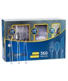Party Bargains Disposable Cutlery set, SAPPHIRE Design, Clear Color, 360 Pieces: 180 Forks, 120 Spoons, 60 Knives A Sapphire 360 Pieces - Buy Online on SooperMarket.com