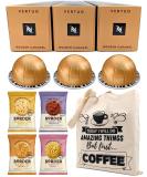 Nespresso Vertuo Golden Caramel Coffee Capsules - 3 Boxes (30 Pods) Bundled with Border Biscuits Selection & Giftable Tote Bag - Buy Online on SooperMarket.com
