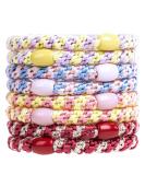 Axen 8 PCs Elastic Hair Ties for Women & Girls | Soft Cotton Woven Ponytail Holders for Thick & Curly Hair | Double Mixed Colors - International Shipping Available - Buy Online on SooperMarket.com