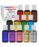 U.S. Cake Supply Airbrush Cake Color Set - The 12 Most Popular Colors in 0.7 fl. oz. (20ml) Bottles Made in the USA - Buy Online on SooperMarket.com