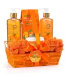 Home Spa Gift Basket - 7pc Orange & Mango Bath & Body Set for Men & Women | Shower Gel Bubble Bath Lotion & More - Buy Online on SooperMarket.com
