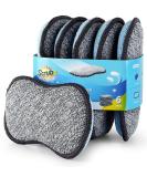 Multi-Purpose Scrub Sponges for Kitchen by Scrub-it - Non-Scratch Microfiber Sponge Along with Heavy Duty Scouring Power - Effortless Cleaning of Dishes, Pots and Pans All at Once (6 Pack , Small) Gray & Blue Small (Pack of 6) - Buy Online on SooperMarket.com