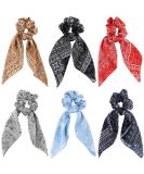 Cutewing Hair Scarf Ties Paisley Ponytail with Scarf 2 in 1 Hair Scrunchies Scarf Strong Elastic Hair Scrunchy Hair Bows Hair Bands Hair Accessories for Women Girls with 6PCS MO10A - Buy Online on SooperMarket.com