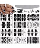 EBANKU 12 Sheets Black White Nail Polish Strips Wraps  Full Wrap Adhesive Nail Polish Stickers with 1 Nail File  Leaves Flower Vine Pattern Nail Wrap Stickers for Women Nail Art Decorations Classy - Buy Online on SooperMarket.com