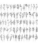 15 Sheets FANRUI Tiny Branch Black Flower Temporary Tattoos For Women Girl Floral Bouquet Small Tattoo Temporary Wild Plant Lavender Sweet Pea Larkspur Fake Tatoo Adults Face Hands Kids Kit Sticker - Buy Online on SooperMarket.com