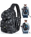 PLUSINNO Fishing Backpack Tackle Bag with Rod Holder - Water-Resistant, Ideal Fishing Gifts for Men - Large Black Camo (16.5*10.5*5.5inch) - Buy Online on SooperMarket.com