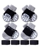Frienda 8-Piece Anti-Slip Dog Socks for Small Puppies and Kittens - Adjustable Paw Protector with Traction Control in Black and Gray (Size S) - Buy Online on SooperMarket.com