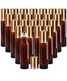 24 Pack Inice Roller Bottles for Aromatherapy Essential Oils - Amber Glass 10ml Refillable Containers with Accessories and Roller Ball - Buy Online on SooperMarket.com