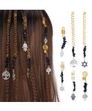 FRESHME Hair Clips for Braids Set - 6pcs Black Crystal Hair Jewelry Beads for Women and Girls - Medieval Viking Costume Decorations - Buy Online on SooperMarket.com