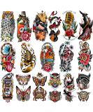 77 Sheets Classic Temporary Tattoos Old School Vintage Colorful Realistic Half Arm Fake Tattoo Stickers Flower Butterfly Snake Owl Shark for Men Women and Kids Tattoos - Buy Online on SooperMarket.com