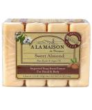A LA MAISON Sweet Almond Bar Soap - Triple French Milled Natural Moisturizing Hand Soap Bar (4 Bars of Soap 3.5 oz) Almond 3.5 Ounce (Pack of 4) - Buy Online on SooperMarket.com