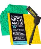 Dog is K nig leak mat dog with patented structure + suction cups lick mat dog 22x22cm 2 pieces including spatula + recipes book dog leak mat food-safe & dishwasher-resistant mint green + habanero yellow - Buy Online on SooperMarket.com