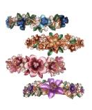 4PCS Luxurious Flower Metal French Barrettes Hair Clasps Accessories Women Girls - Buy Online on SooperMarket.com
