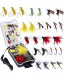 PLUSINNO Fly Fishing Flies Kit 26pcs with Handmade Dry/Wet Flies - Trout Bass Fishing Gear Assortment in Fly Box - Buy Online on SooperMarket.com