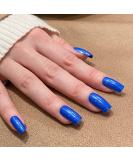 Buy Novo Ovo Blue Holographic Angular Press-On Nails - Small Artificial Fingernails with Glue for Easy Application | International Shipping Available - Buy Online on SooperMarket.com