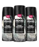 AXE Fine Fragrance Collection Premium Deodorant Body Spray For Men Pure Coconut 3 Count With 72H Odor Protection And Freshness Infused With Coconut Eucalyptus And Oak Essential Oils 4oz Coconut 4 Ounce (Pack of 3) - Buy Online on SooperMarket.com