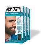 Just For Men Mustache & Beard Dye - Deep Dark Brown M-46 (Pack of 3) with Biotin, Aloe, and Coconut Oil for Healthy Facial Hair - Buy Online on SooperMarket.com