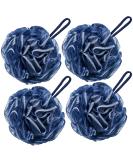 VANZAVANZU Bath Loofah Large 80g Shower Sponge Body Scrubber Mesh Pouf for Men and Women, Set of 4 (Navy Blue) 4-Navy Blue - Buy Online on SooperMarket.com