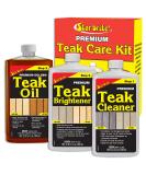 Star Brite Teak Kit - Restore Decks, Patio, Outdoor Furniture, Boats & Fine Wood - Marine Grade Teak Cleaner & Brightener Set with Premium Golden Teak Oil Finish - Renew, Refinish & Protect (081202) - Buy Online on SooperMarket.com