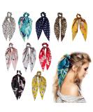 Satin and Chiffon Detachable Hair Scarf Scrunchies 10 Pcs - Ribbon Bowknot Ponytail Accessories for Women and Girls - Floral and Leopard Print - Buy Online on SooperMarket.com