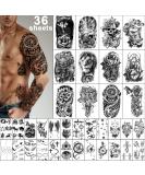 Yazhiji 36 Sheets Temporary Tattoos Stickers 12 Sheets Fake Body Arm Chest Shoulder Tattoos for Men or Women with 24 Sheets Tiny Black - Buy Online on SooperMarket.com