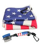 Golf Club Brush and Amercian Flag Golf Towels, Golf Groove Cleaner Cleaning kit, Golf Accessories Cleaner Tool with Strong Magnet Stick to Golf Clubs or Bag - Buy Online on SooperMarket.com