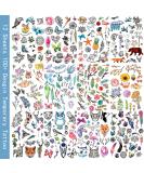 Oottati Waterproof 12 Sheets Summer Watercolor Temporary Tattoo Stickers - Animal, Flowers, Leaves Designs - Buy Online on SooperMarket.com