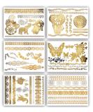Terra Tattoos Gold Silver Metallic Temporary Tats - 75+ Boho Henna Designs - Waterproof, Non-Toxic, Long-Lasting - Ideal for Beach, Festivals & More! - Buy Online on SooperMarket.com
