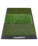 CHAMPKEY Professional Tri-Turf Golf Hitting Mat | Heavy Duty Rubber Backing | Indoor & Outdoor Practice Mat 16x24 PRO Version - Buy Online on SooperMarket.com