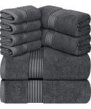 Utopia Towels 8-Piece Luxury Towel Set - 600 GSM 100% Ring Spun Cotton - Grey - Ideal for Bathroom, Sports, and Hotel - Buy Online on SooperMarket.com