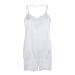 Lace Satin Bodysuit For Women Sexy Halter Mesh Teddy Bodysuit Backless Strap Deep V Neck Lingerie Babydoll (White,XX-Large)