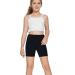DEVOROPA Girls 5" Spandex Volleyball Shorts Stretch Youth Athletic Gymnastics Shorts Kid Yoga Dance Compression Shorts Pocket Black Medium
