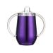 Stainless Steel Straw Sippy Cup with Handles & Silicone Lids 10 oz BPA Free Double Wall Vacuum Insulated Sippy Cup Mug Tumbler Toddler Straw Cups for boys and girls Non-Spill Sippy Cups (Purple)