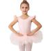 danswan Ballet Tutu Leotards Toddler Girls Short Sleeve with Glitter Skirt Dance Ballerina Outfit Ballet Pink (Fly Sleeve) 6-7 Years