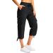 Soothfeel Women's Cargo Capris Pants with 6 Pockets Lightweight Quick Dry Travel Hiking Summer Pants for Women Casual Black X-Large