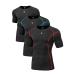 Milin Naco Compression Shirts for Men Short Sleeve Compression T Shirts Mens Compression Undershirts UPF 50+ Rash Guard 3 Packs-black Red / Black Blue / Black XX-Large