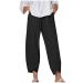 Gufesf Linen Pants for Women Capris Pants Cotton Linen Wide Leg Casual Summer Comfy High Waisted Loose Crop Pants Pocket F2-a-black X-Large