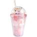 Cherry Blossoms Pink Floral Girl Cup with Straw - Reusable Travel Tumbler (290ml) | Ice Coffee Mug | Plastic Party Cup | Gift Idea - Buy Online on SooperMarket.com