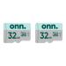 onn. 32GB Class 10 U1 Flash Memory Card 2-Pack