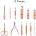 Maincure Set MOMSIV Professional 12Pcs Stainless Steel Nail Clippers Set Pedicure Kit Grooming Tools with PU Leather Case for Girls and Women Gift Rose Gold - Buy Online on SooperMarket.com