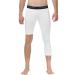 Runhit Men's One Leg Compression Tights for Basketball 3/4 Length Capri Running Pants Leggings Workout Athletic Base Layer White: 3/4 Long Left & Short Half Right Medium