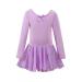 vivifayee Girls Dance Leotard Ballet Tutu Dress for Toddler Ruffle Sleeve Skirted Outfits with Sequins 3-4T Purple-longsleeve