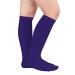 Komorebi Kids Soccer Socks Toddler Knee High Tube Socks Three Stripes Cotton Uniform Sports Stocking for Girls Boys One Size Pure Purple