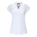 Felisou Womens V Neck Golf Polo Shirts Short Sleeve Sport Shirt Workout Tops Medium White