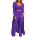 HANMAX Women's Tracksuit Winter Autumn Knitted Long-sleeved Blazer Coat Tank Long Pants Three Piece Sets Outfit Purple XX-Large
