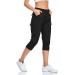 GymBrave Women's Hiking Cargo Pants Quick Dry Outdoor Camping Capris Water Resistant UPF 50 with Zipper Pockets Black Medium