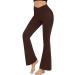 Womens Bootcut Yoga Pants - Flare Leggings for Women High Waisted Crossover Workout Lounge Bell Bottom Jazz Dress Pants Small 1 Brown