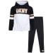 DKNY Girls' Leggings Set - 2 Piece Fleece Pullover Sweatshirt and Stretch Leggings Black/White 7